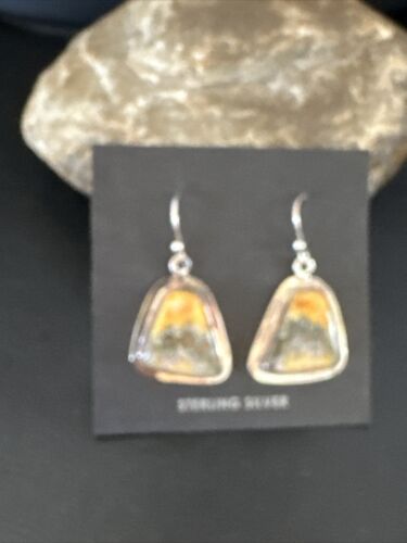 Navajo Bumblebee Jasper Earrings | Sterling Silver | Authentic Native American Handmade | 15830