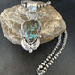 Blue Spiderweb Turquoise Pendant | Navajo Pearls Sterling Silver Necklace 21" | 15097