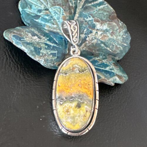 Navajo Bumblebee Jasper Pendant Necklace | Sterling Silver | Authentic Native American Handmade | 15960