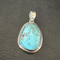 Navajo Blue Bisbee Turquoise Pendant | Sterling Silver | 1" | Authentic Native American Handmade | 17251