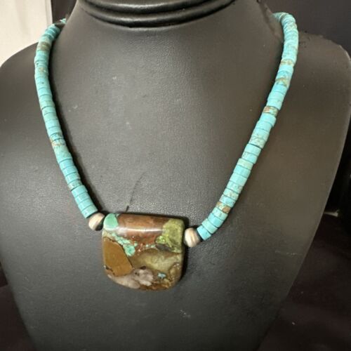Navajo SpiderWeb Turquoise Heishi Pearls Necklace | Sterling Silver | 20" | 17088
