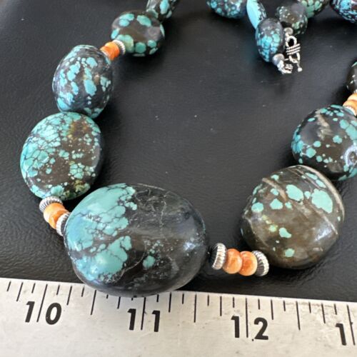 XXL Men's Chunky Spiderweb Turquoise Necklace | Navajo Sterling Silver | 21" | 16238