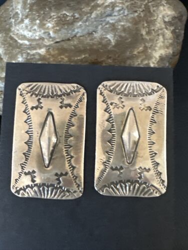 Navajo Stamped Sterling Silver Handmade Earrings | Authentic Native American | 15847