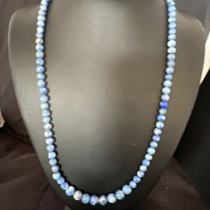 Blue Denim Lapis Graduated Navajo Sterling Silver Necklace | Authentic Native American | 22" | 16550