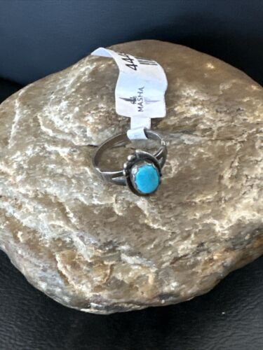 Native American Navajo Blue Turquoise Ring | Sterling Silver | Sz 5.5 | 4449