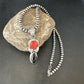 Navajo White Buffalo Coral Onyx Pearls Cluster Pendant | Sterling Silver | Native American Handmade | 15448