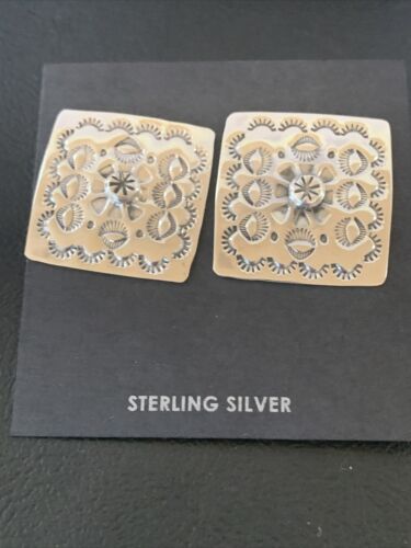 Navajo Stamped Sterling Silver Earrings Set | Authentic Native American Handmade | 1199
