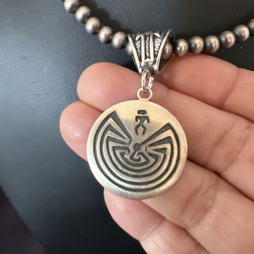 Hopi Man in the Maze Pendant | Sterling Silver Necklace | Authentic Native American Handmade | 16906