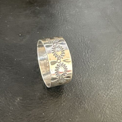 Navajo Stamped Sterling Silver Thumb Ring | Sz 14 | Authentic Native American Handmade | 15128