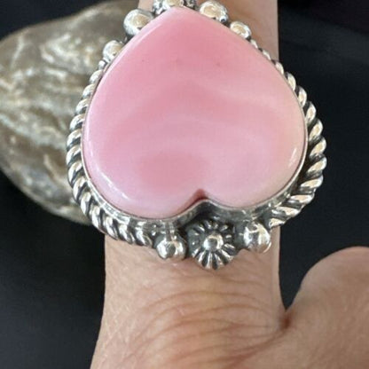 Navajo Pink Conch Heart Ring | Handmade | Sz 9.5 | 16040