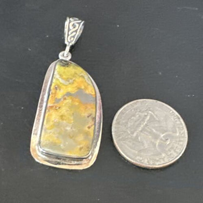 Navajo Bumblebee Jasper Pendant Necklace | Sterling Silver | Authentic Native American Handmade | 15965