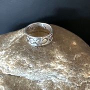 Navajo Stamped Sterling Silver Wide Band Ring | Sz 4.5  Pinky | Authentic Native American Handmade | 15296