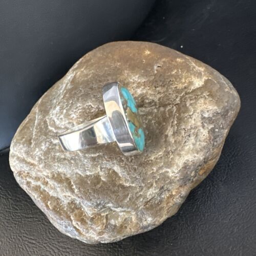Navajo Blue Turquoise #8 Ring | Sterling Silver | Sz 9.5 | Authentic Native American Handmade | 14964