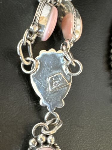Navajo Pink Conch Lariat Necklace | Sterling Silver Pendant | 30" | Authentic Native American Handmade | 15871