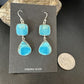 Navajo Blue Kingman Turquoise Dangle Earrings | Sterling Silver | Authentic Native American Handmade | 15105