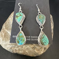 Navajo Green Royston Turquoise Dangle Earrings | Sterling Silver | Authentic Native American Handmade | 16495