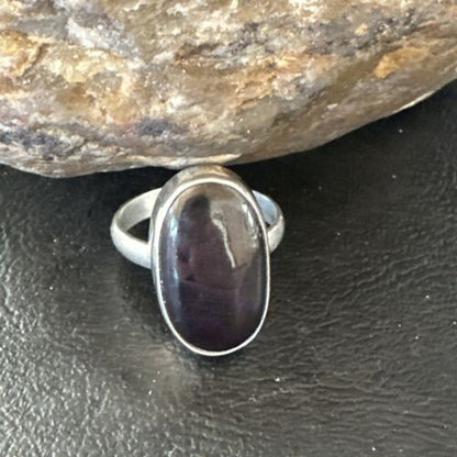 Navajo Black Onyx Ring | Sterling Silver | Sz 8 | Authentic Native American Handmade | 15540