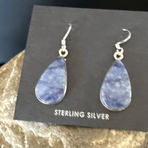 Blue Denim Lapis Dangle Earrings | Sterling Silver | 1" | 15807