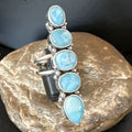 Navajo Blue Larimar Multi-Stone Ring | Authentic Native American Sterling Silver | Multi-Stone | Sz 8.5 | 15969