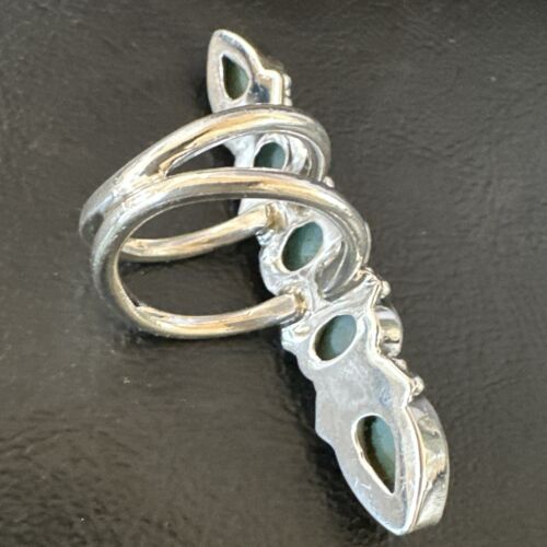 Navajo Blue Larimar Cluster Ring | Authentic Native American Sterling Silver | Multi-Stone | Sz 8.5 | 15936