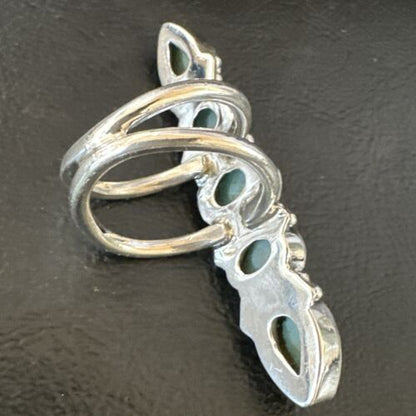 Navajo Blue Larimar Cluster Ring | Authentic Native American Sterling Silver | Multi-Stone | Sz 8.5 | 15936