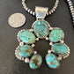 Men's Blue Turquoise Naja Pendant Necklace | Navajo Pearls | Sterling Silver | Native American Handmade | 16108
