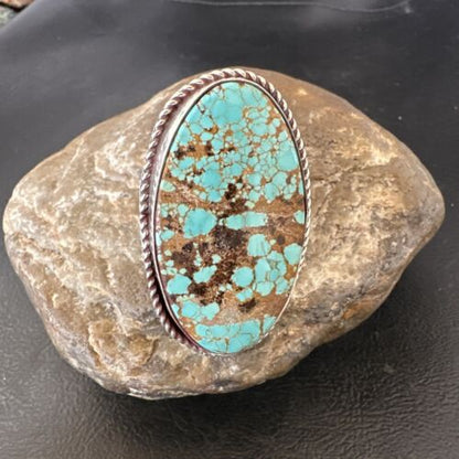 Men's Women's Blue Turquoise #8 Navajo Ring | Sterling Silver | Sz 10 | Authentic Native American Handmade | 16640