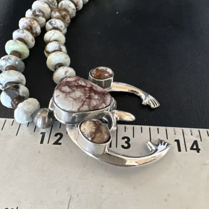 Men's Navajo Wild Horse Naja Necklace Pendant | Sterling Silver | Authentic Native American Handmade | 15293