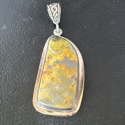 Navajo Bumblebee Jasper Pendant Necklace | Sterling Silver | Authentic Native American Handmade | 15965