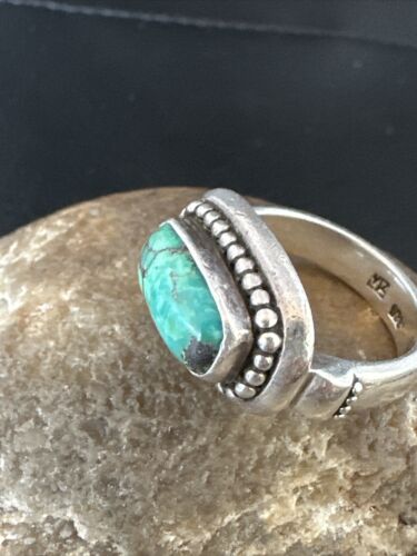 Native American Navajo Green Turquoise Ring | Sterling Silver | Sz 6 | 15920