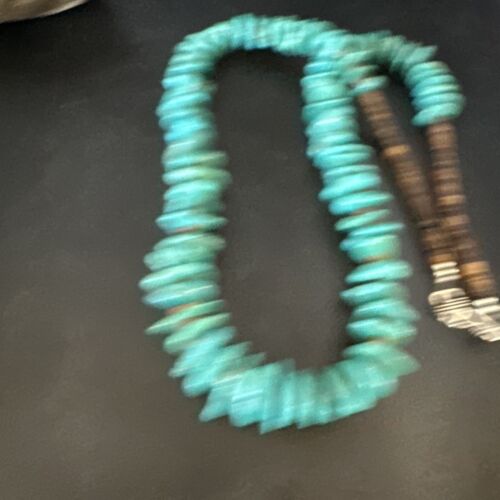 Navajo Blue Kingman Nugget Turquoise Necklace | Sterling Silver | 26" | Authentic Native American Handmade | 15289