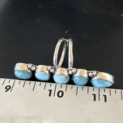 Navajo Blue Larimar Multi-Stone Ring | Authentic Native American Sterling Silver | Multi-Stone | Sz 8.5 | 15933