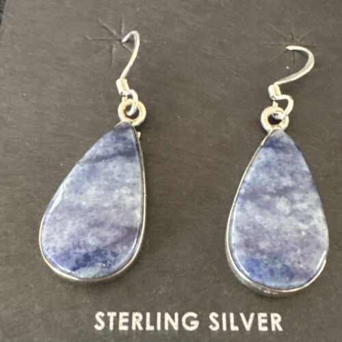 Blue Denim Lapis Dangle Earrings | Sterling Silver | 1" | 15807