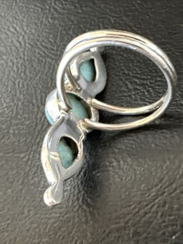 Navajo Women's Cluster Blue Larimar Multi-Stone Ring | Authentic Native American Sterling Silver | Sz 8.5 | 16164