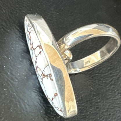 Navajo Wild Horse Turquoise Ring | Sterling Silver | Sz 6 Adjustable | Authentic Native American Handmade | 15552
