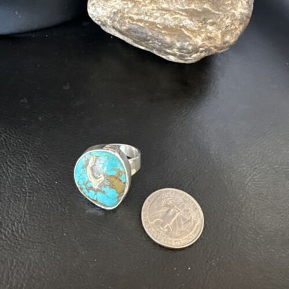 Navajo Blue Turquoise #8 Ring | Sterling Silver | Sz 9.5 | Authentic Native American Handmade | 14964