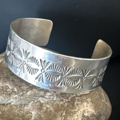 Navajo Stamped Cuff Bracelet | Sterling Silver | Authentic Native American Handmade | 16124