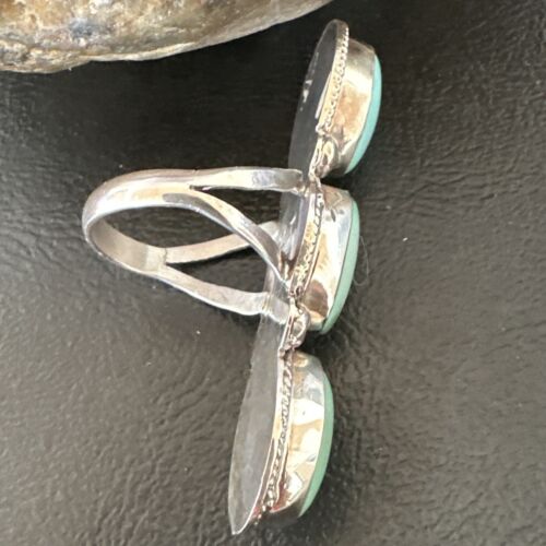Navajo Blue Dry Creek Turquoise Multi-Stone Ring | Authentic Native American Sterling Silver | Sz 10.5 | 16730