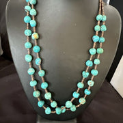 Navajo Blue Graduated Turquoise Shell Bead Necklace | Sterling Silver | 22" | Authentic Native American Handmade | 11280