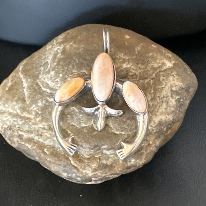 Navajo Pink Conch Necklace with Naja Pendant | Sterling Silver | Authentic Native American Handmade | 15149