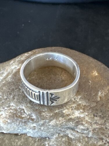 Navajo Men's Wedding Band | Stamped 14K Gold Sterling Silver Ring | Sz 9.5 | Authentic Native American Handmade | 15461