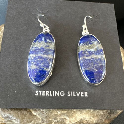 Blue Denim Lapis Dangle Earrings | Sterling Silver | 1" | 15803