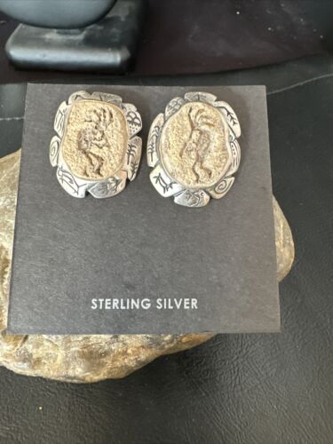 Navajo Kokopelli Dangle Earrings Set | Sterling Silver | Authentic Native American Handmade | 15142