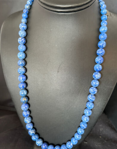 Navajo Blue Denim Lapis Graduated Necklace | Sterling Silver | Authentic Native American | 23" | 16549