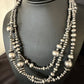 Navajo Pearls Mixed Bead Bib Necklace | Sterling Silver | 3-Strand | 20" | Authentic Native American Handmade | 14954