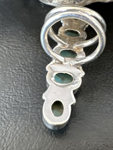 Navajo Women's Cluster Blue Larimar Ring | Authentic Native American Sterling Silver | Multi-Stone | Sz 7 | 16155