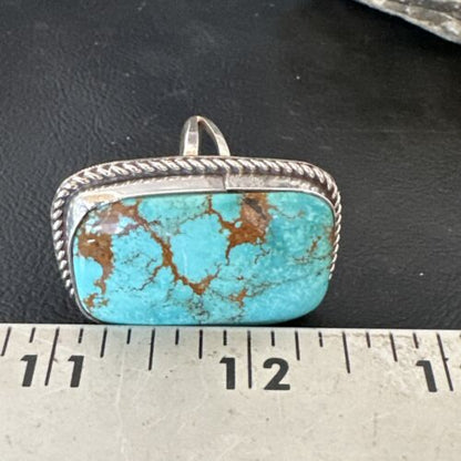 Men's Blue Turquoise #8 Navajo Ring | Sterling Silver | Sz 12 | Authentic Native American Handmade | 16641