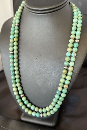 Royston Green Turquoise Necklace | Southwestern Sterling Silver | 22" | 17536