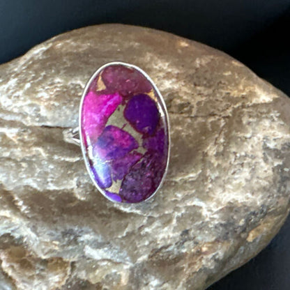 Southwestern Navajo Purple Mojave Turquoise Ring | Sterling Silver | Sz 10 | 15776
