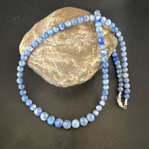 Blue Denim Lapis Graduated Navajo Sterling Silver Necklace | Authentic Native American | 22" | 16550